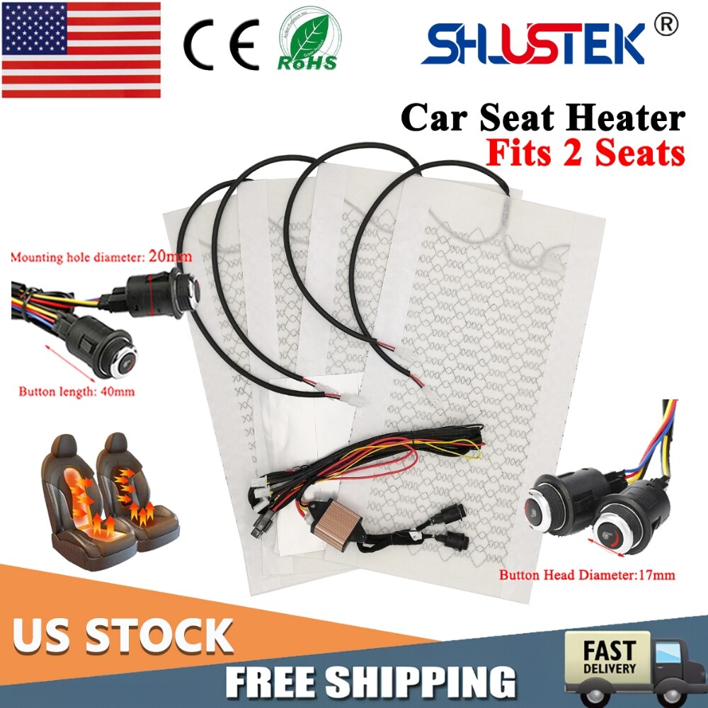 Car Seat Heating 4 Pad Kit Fit 2 Seats 12V Carbon Fiber Heater 6-level Universal