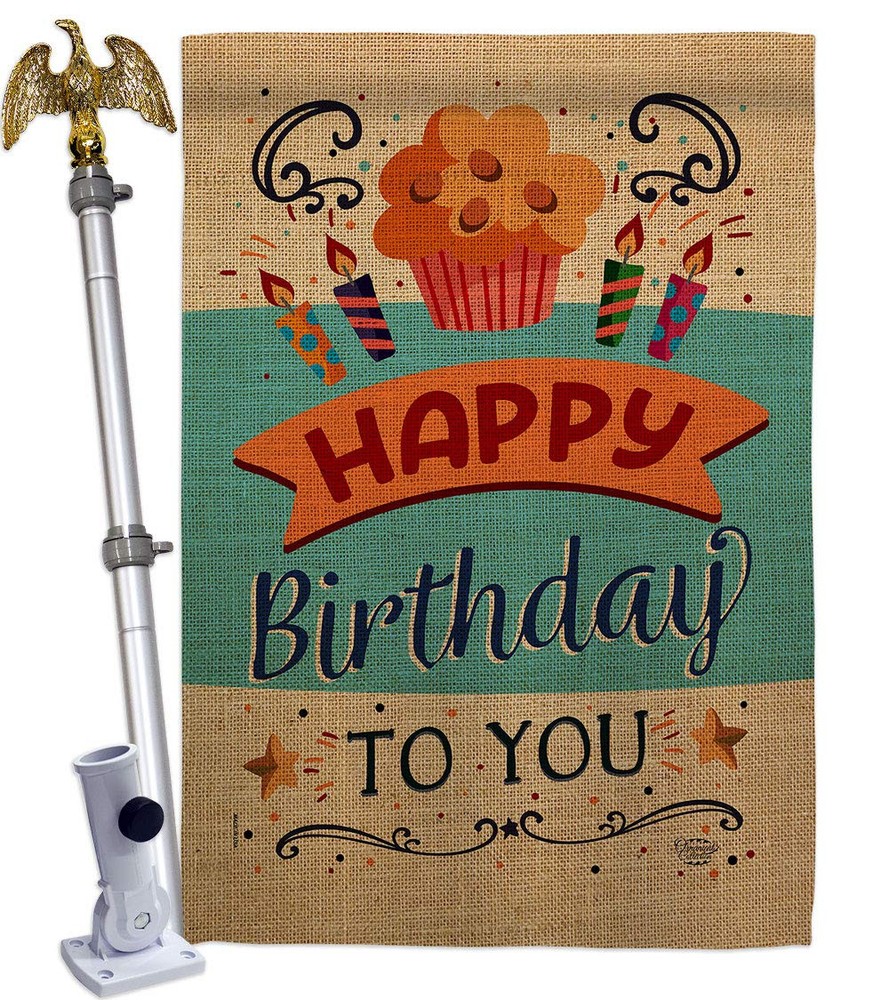 Eagle House Flag Set for Birthday Celebrations with Cake Candy Bouquet Gift