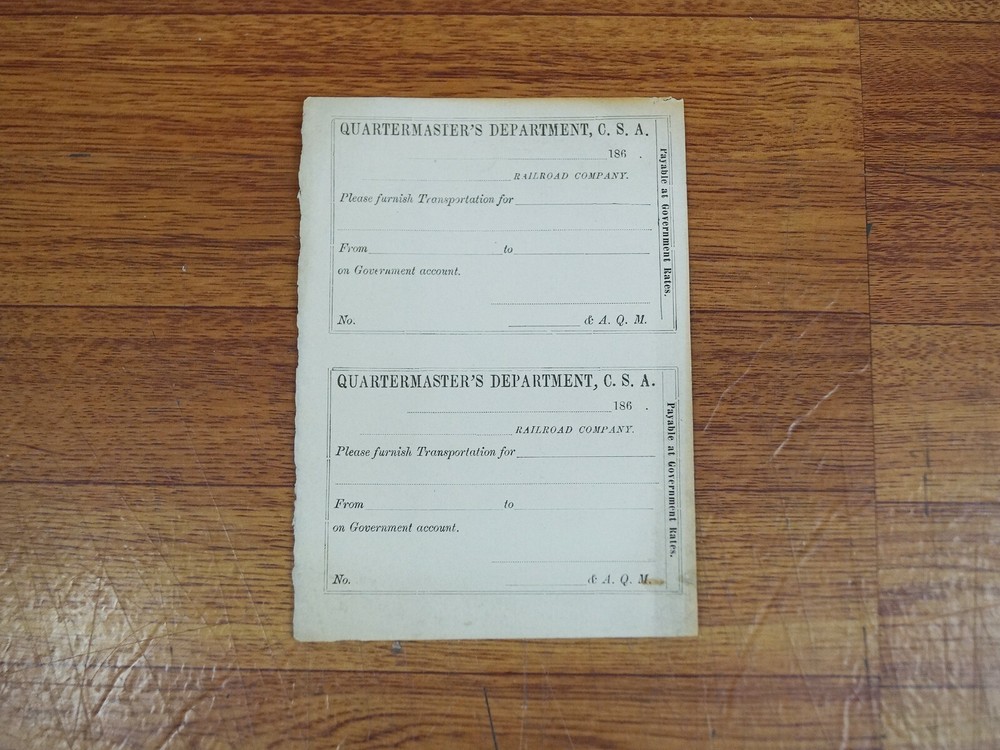 Civil War CSA Quartermaster Blank Voucher Sheet - Authentic Confederate Document-image