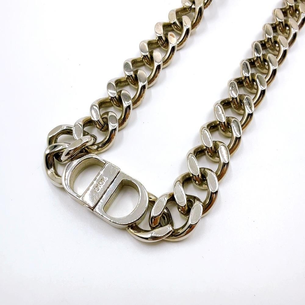 Dior Chain Link Necklace in Silver with CD Icon and GP Detail