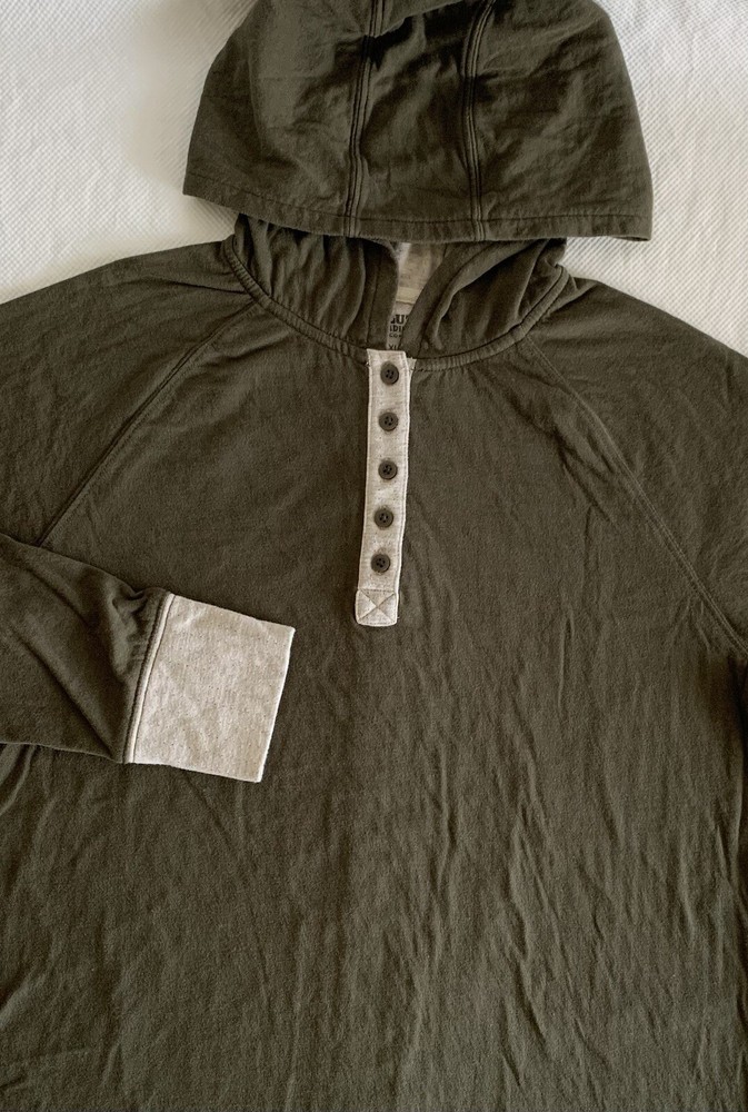 Duluth Trading Co Pullover Hoodie Shirt Women's XL Green Cozy Soft QuarterButton