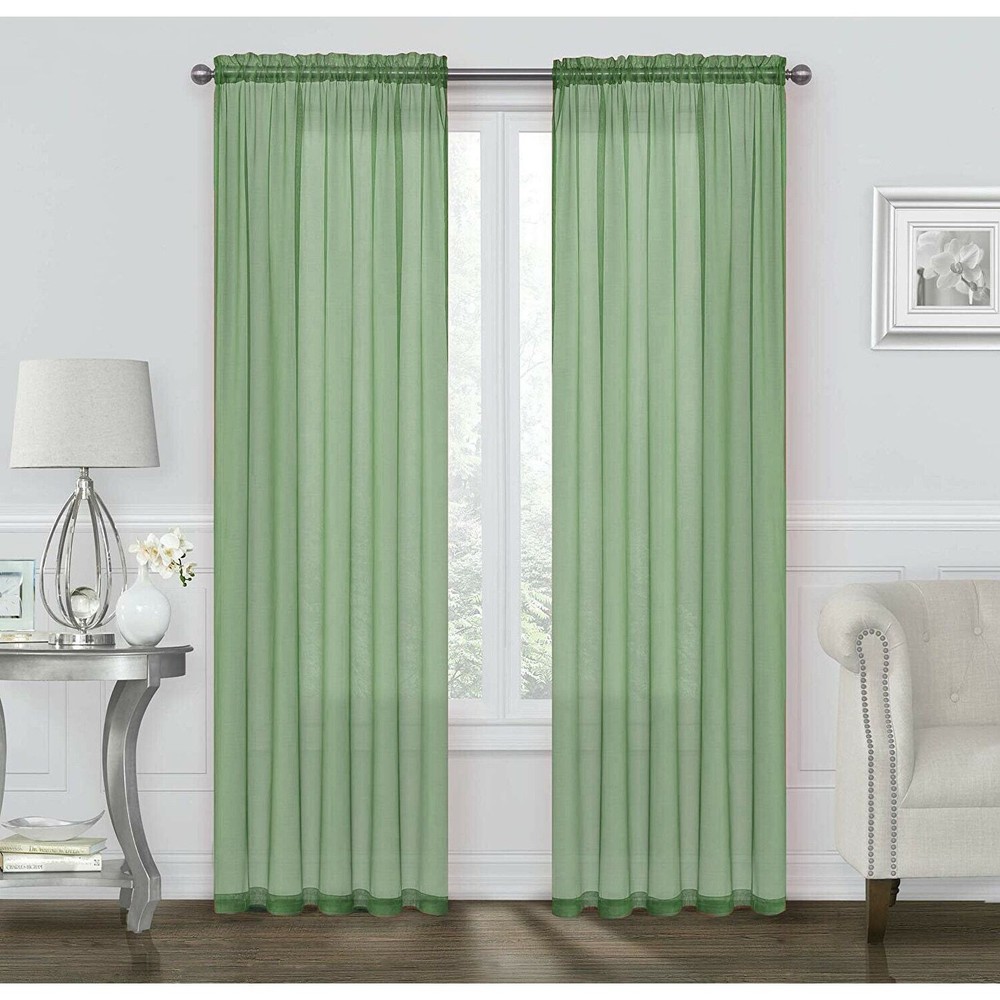 Kate Aurora Coastal Pastel Voile Sheer Window Curtains  