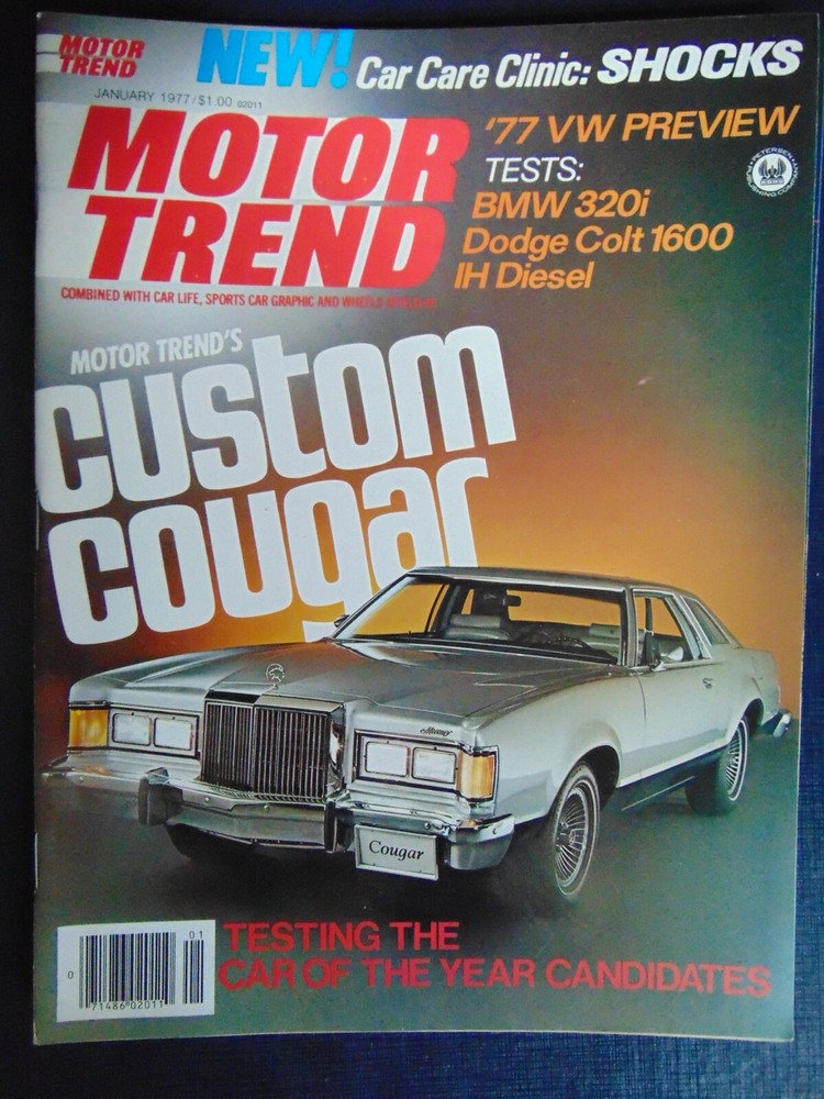 Motor Trend  Magazine Jan 1977 Custom COUGAR