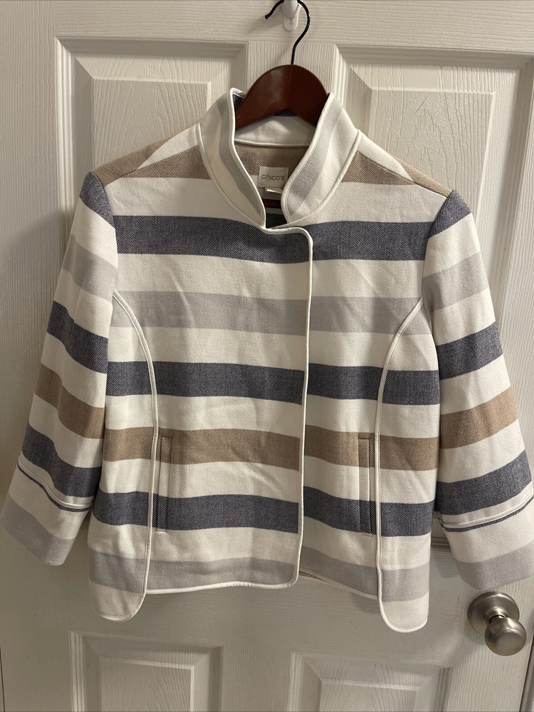 CHICO'S Women’s Jacket  One Button Front Long Sleeve Soft Multi Color Size 0