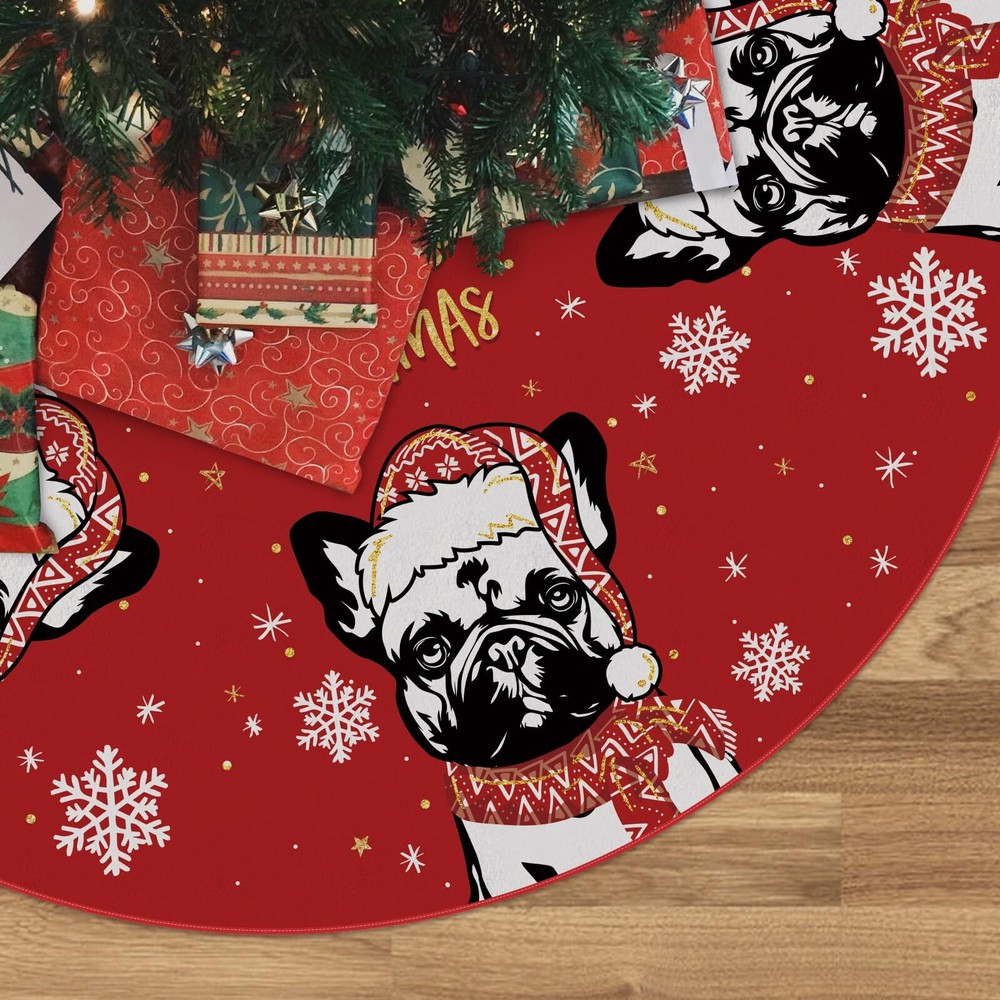 Christmas Tree Skirt Red Tree Skirt French Xmas Winter Tree Skirt 48 Inch for...