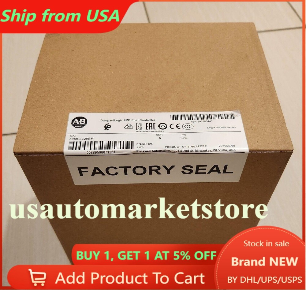 New! Factory Sealed! Allen-Bradley 5069-L320ER CompactLogix PLC