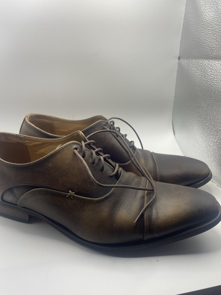 La Milano Dark Brown Leather Oxford Cap Toe Dress Shoes Men’s Size 10.5