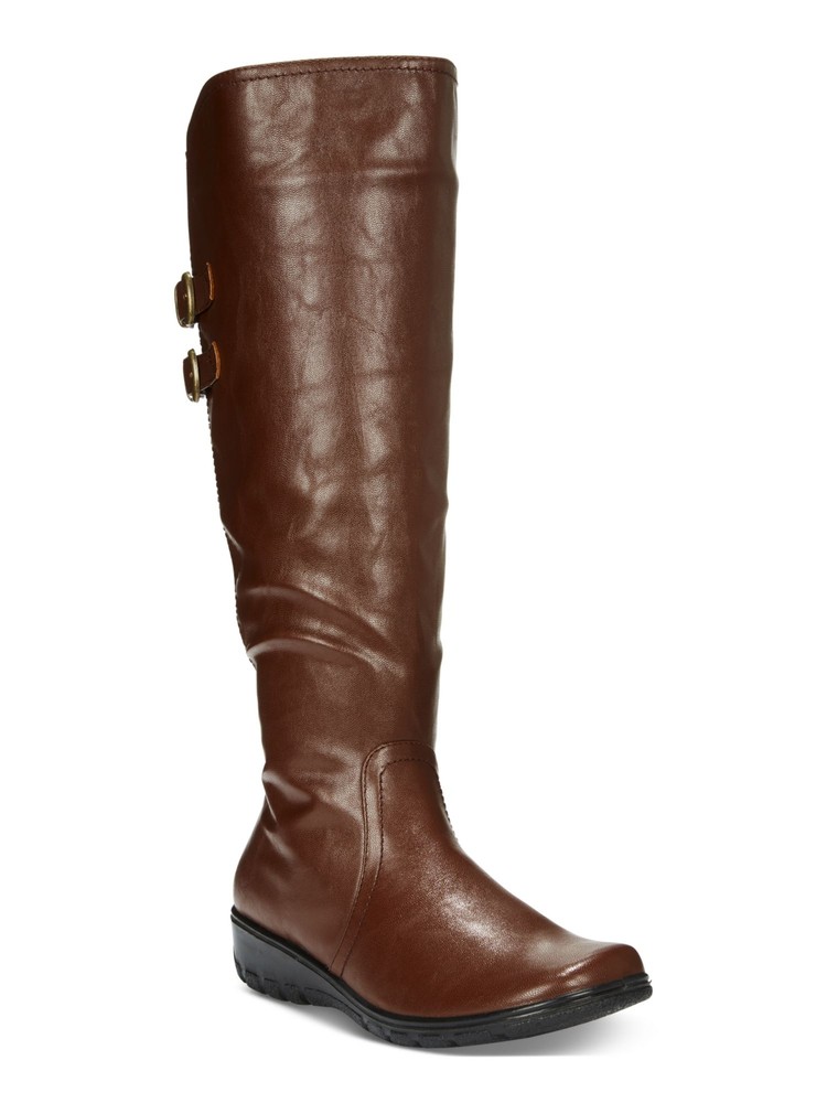 EASY STREET Womens Brown Studded Jewel Round Toe Stacked Heel Riding Boot 9.5 M
