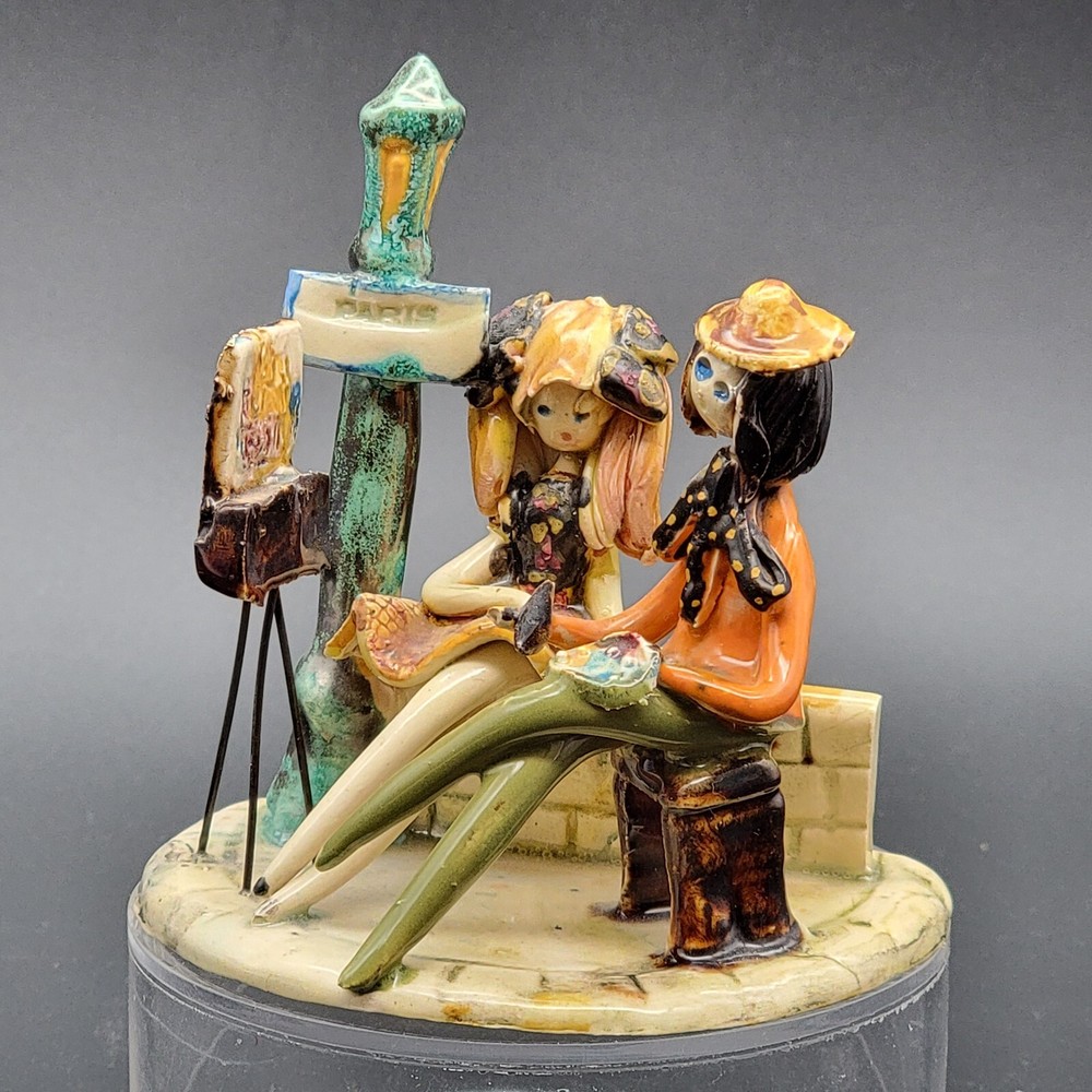 HTF Lucien Neuquelman Pottery Sculpture Artist with Model & Lamp Paris France