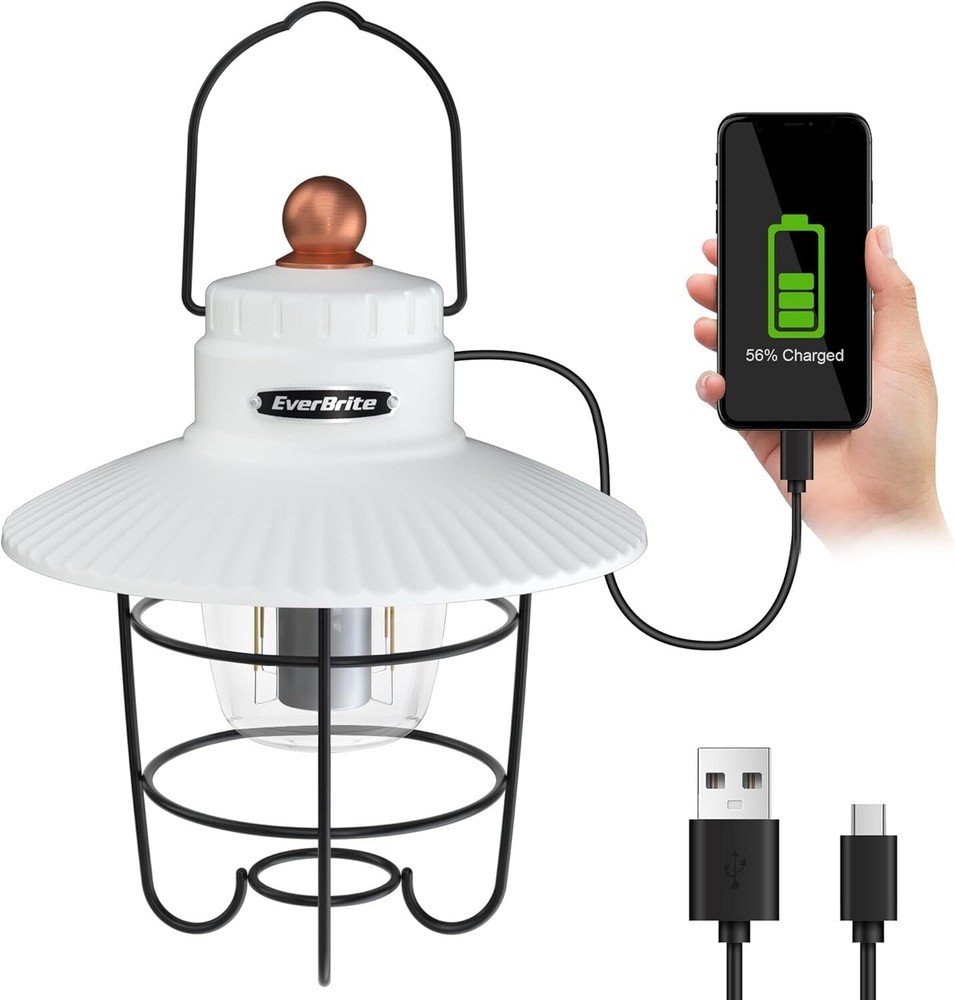 USB-C Rechargeable LED Camping Lantern, 3 Modes, 550 Lm, Vintage Design Fishing