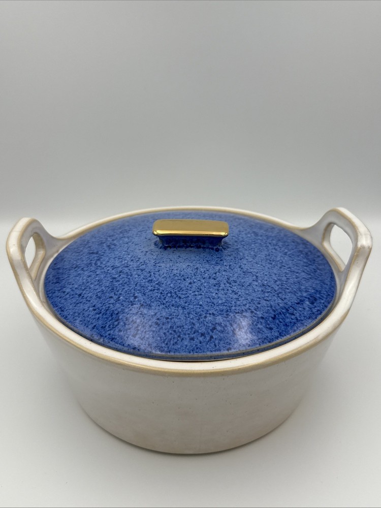 Anthropology Blue Lid Reactive Round Cooking Pot