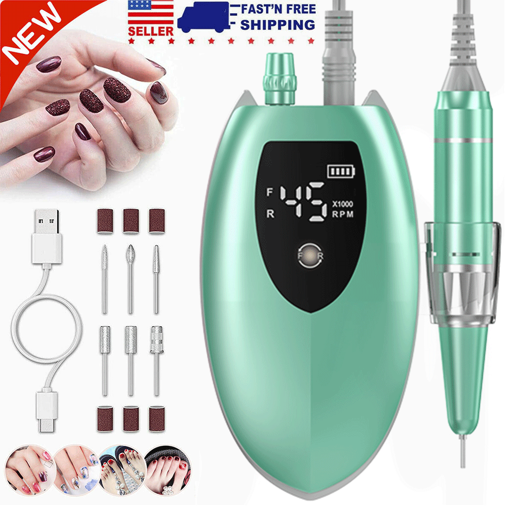 Professional Rechargeable 45000RPM Nail Drill Machine DIY Manicure Nail Files BK