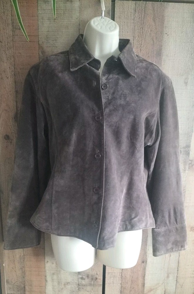 Womens EAST Dark Brown Suede Collared Jacket UK 12. Hardly worn & good condition