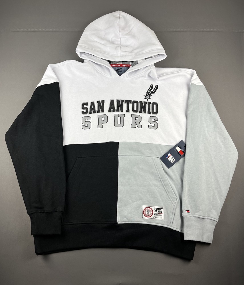 Tommy Jeans x  SanAntonio Spurs Color block  Pullover Hoodie Grey White Size XL
