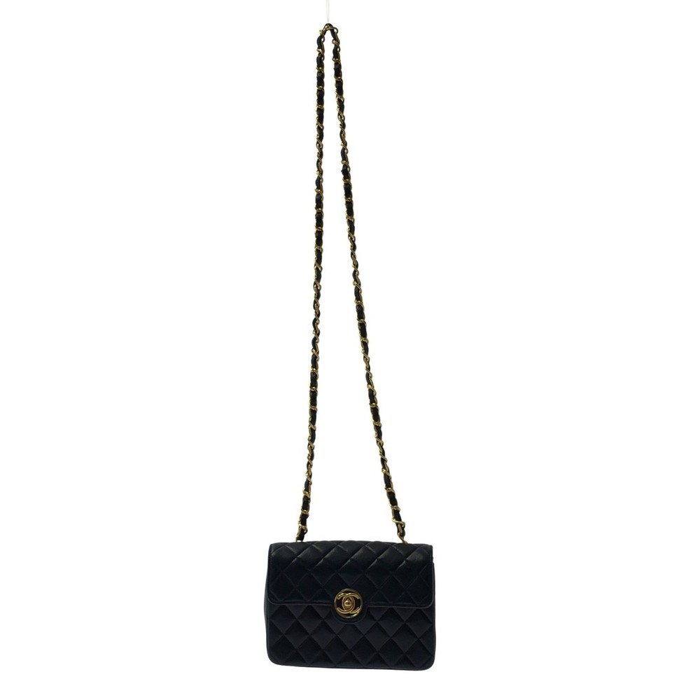 CHANEL Single Flap Mini Matelasse Lambskin Shoulder Bag Navy Bordeaux 443830