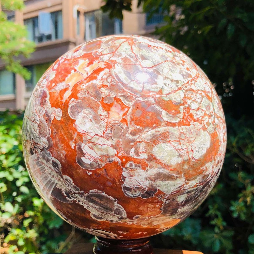 7.04LB Natural agate sphere quartz crystal polished ball healing decor