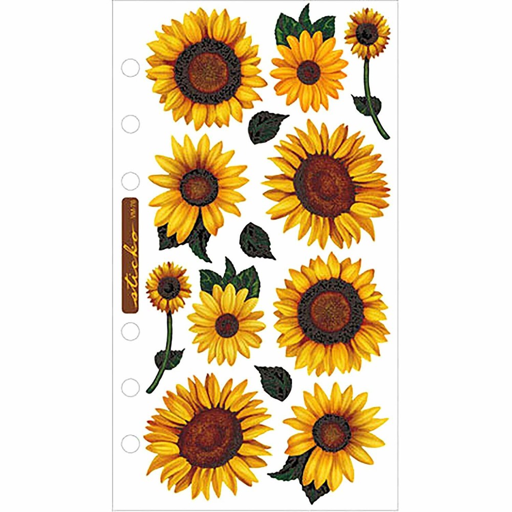 Sunny Sunflower Flower Planner Stickers Papercraft Envelope Seals Floral