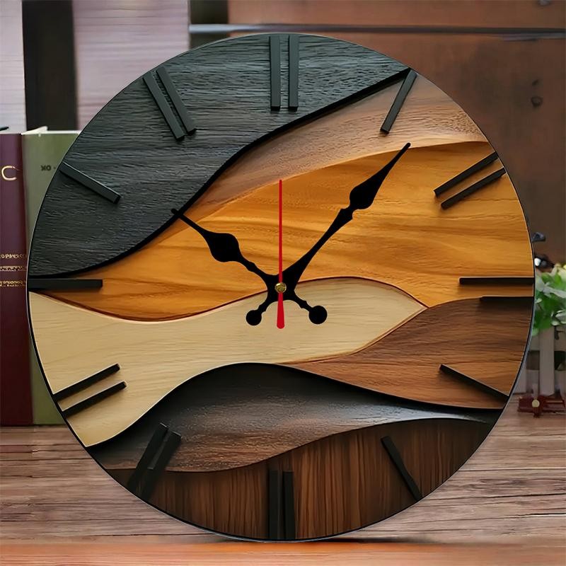 2d Nordic Wooden Round Silent Wall Clock Diy Hanging Home Office Room Decor