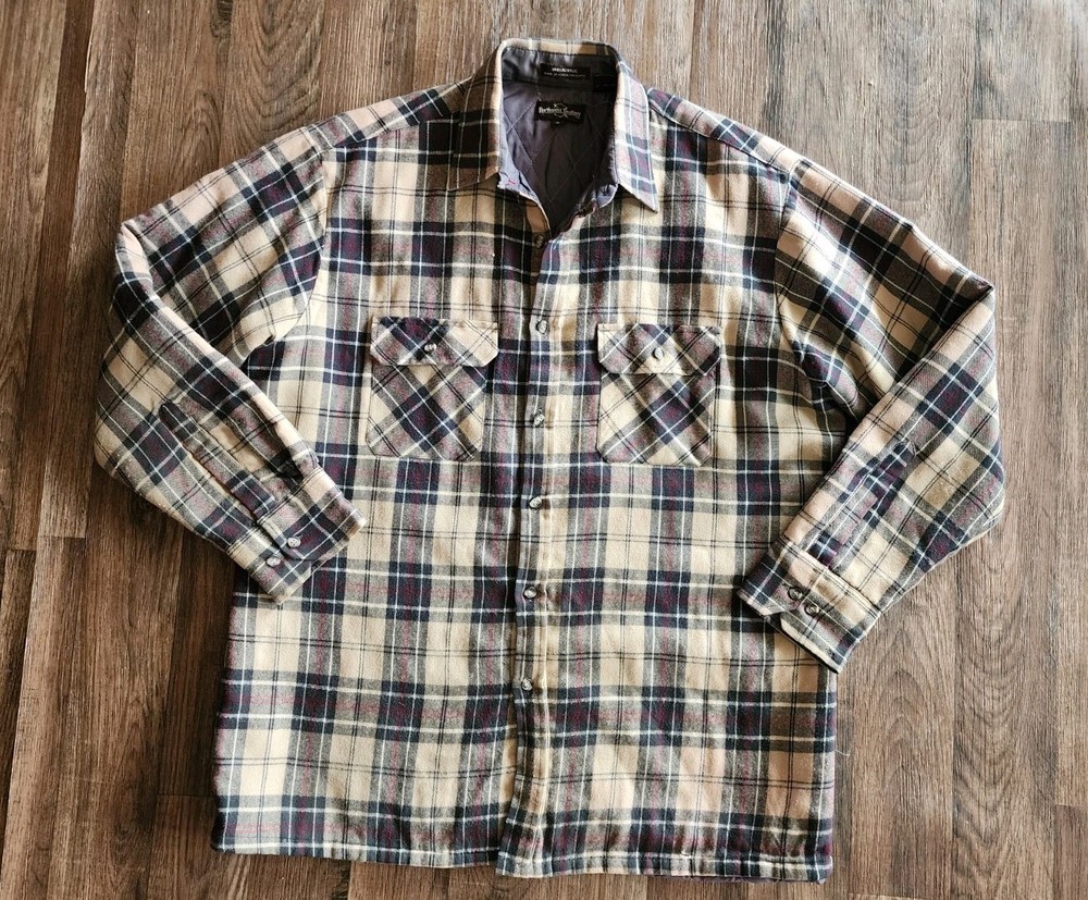 Vintage Northwest Territory Quilted Plaid Shacket Button-Up Flannel Men's XL