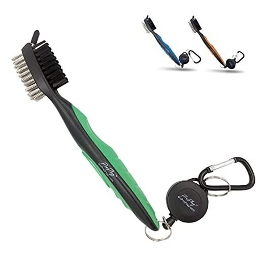 Retractable Zip-line Golf Club Brush with Aluminum Green Groove Cleaner
