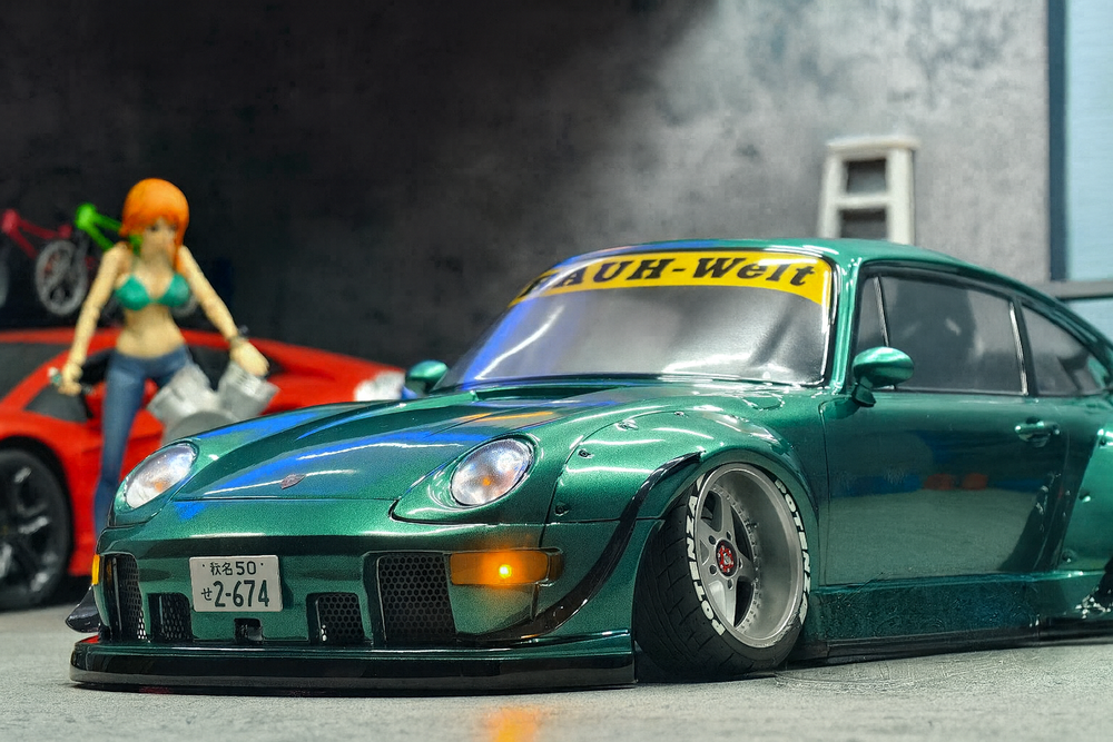 Porsche RWB 1/10 RC Body Shell – LED Headlights | Wide-Body Legend 🏎