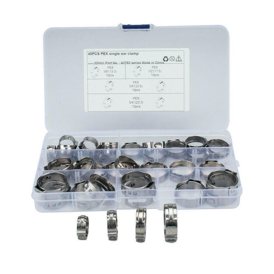 3/8in 1/2in 5/8in 3/4in Single Ear Clamps PEX Clips For Car Water Fuel Air Hose