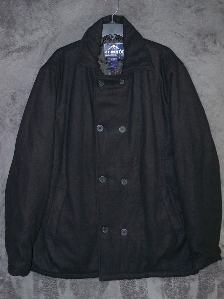 New Climate Concepts Pea Coat Adult Extra Large Black Warm Hiking Outdoor Men