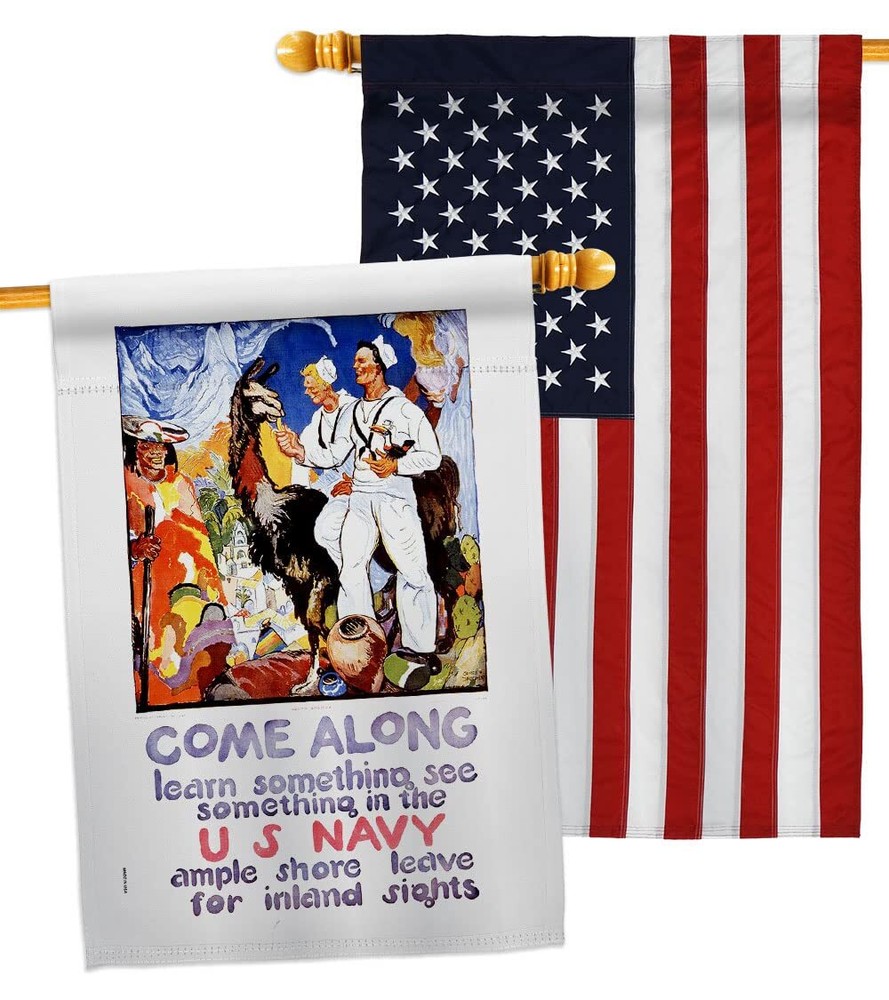 USBrotherhood Come Along House Flag Pack Armed Forces Navy USN Seabee United ...