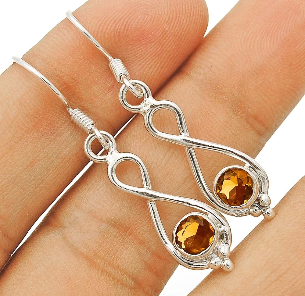 Natural Golden Citrine Sterling Silver Earrings Jewelry for Everyday Wear