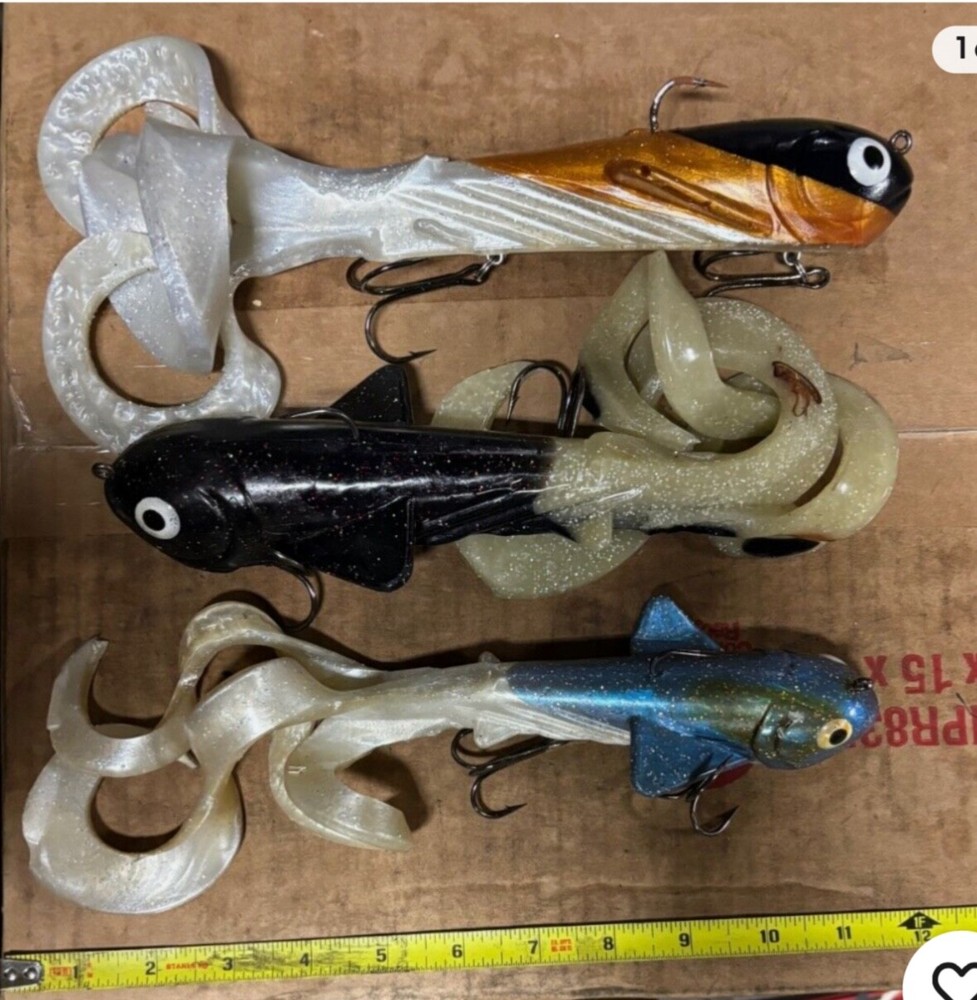 3 CT. VARIOUS custom color SWIMBAITS striper musky BASS MUSKIE SNOOK lures baits