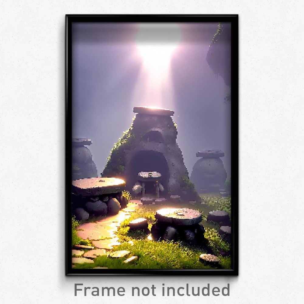 Pixel Art Poster - Damp Dolmen (8 Bit Psychedelic Trippy Weird Video Game Print)