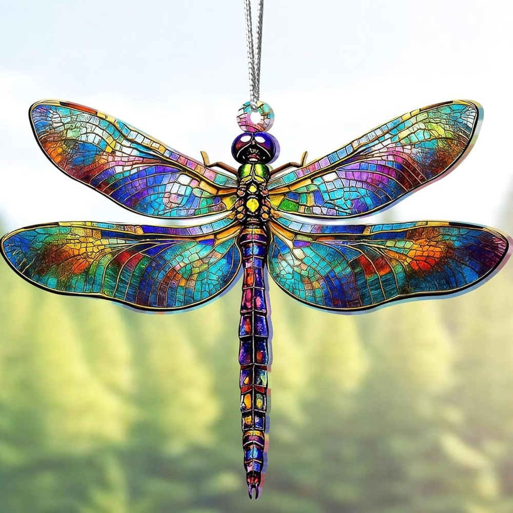 Gift for Women Dragonfly Decor Suncatcher Effect, Dragon Fly Stained GlassEffect
