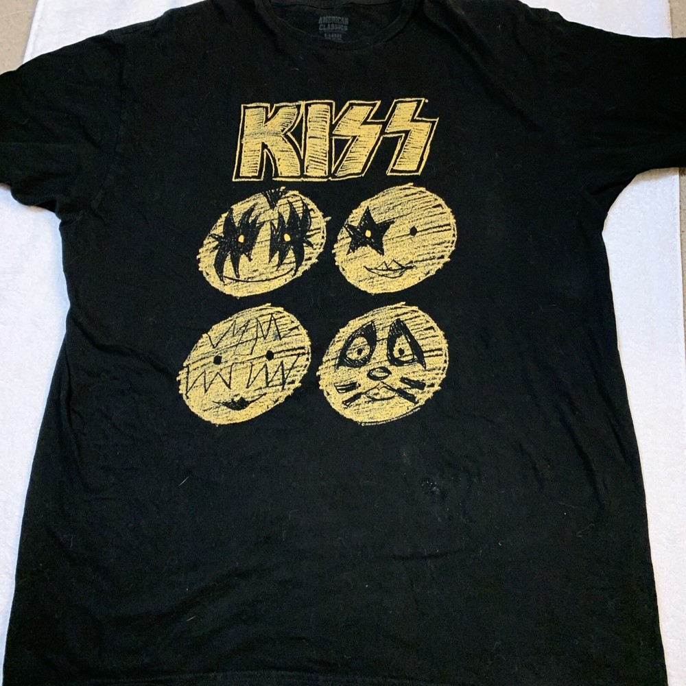Kiss Band Sketch Black Rock and Roll Graphic Tee