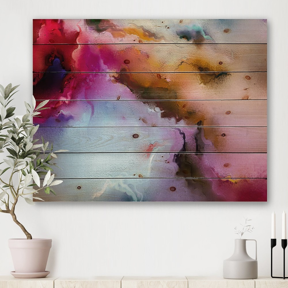 Designart 'Clouds Of Fuchia Blue And Brown I' Modern Print