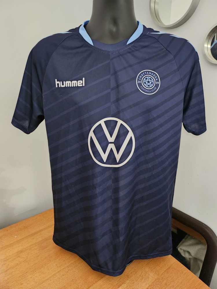 New Hummel Chattanooga FC Jersey Mens Medium Blue Striped Soccer NISA