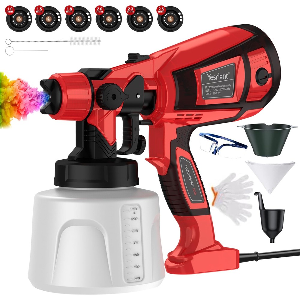 1000W High-Power Paint Sprayer 32000RPM Adjustable Spray Gun for Home Projects