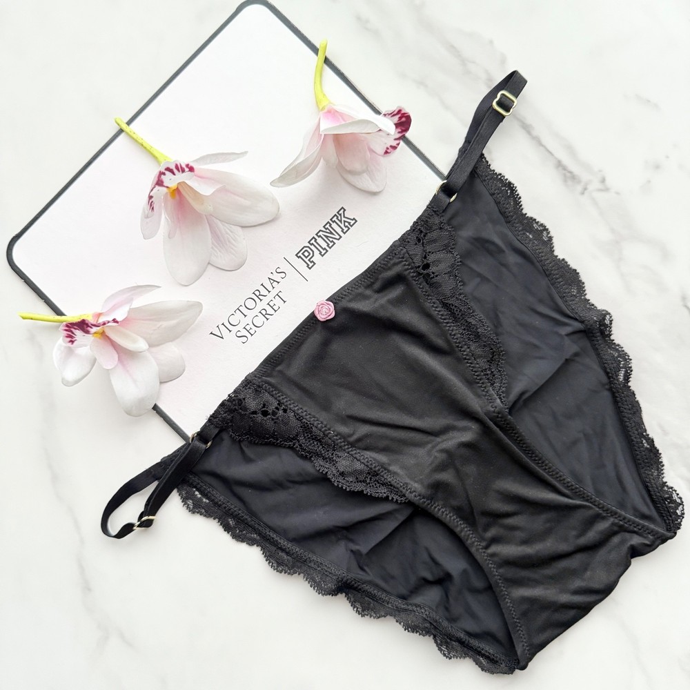 Victoria's Secret Dream Angels Lace-Trim Adjustable String Bikini Panty Black