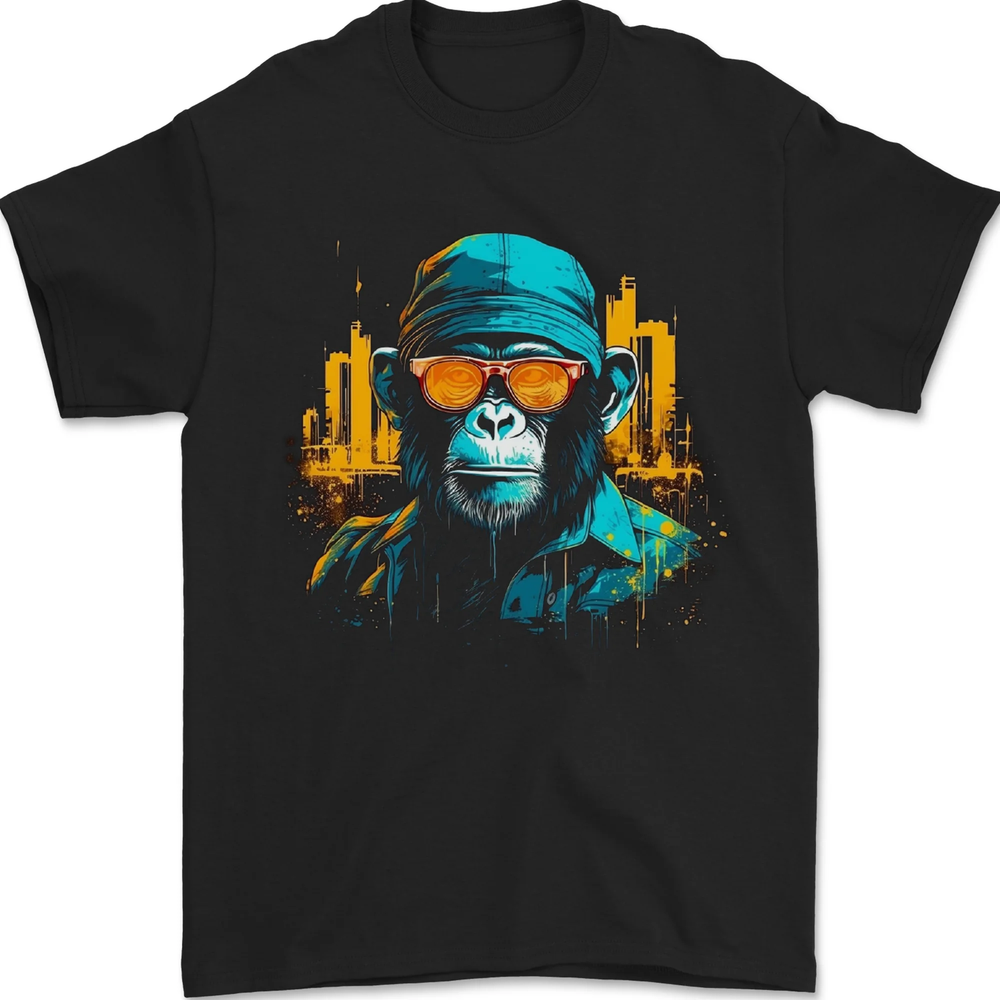 A Streetwise Monkey Urban Setting Mens T-Shirt 100% Cotton