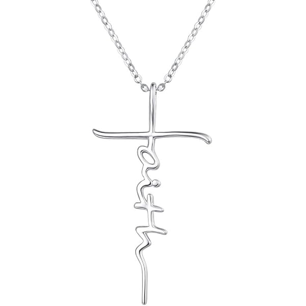 925 Silver Christian Faith Cross Pendant Necklace for Everyday Wear