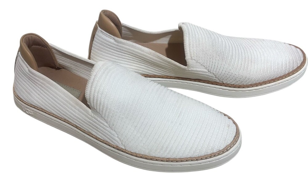 UGG Women's Sammy Alameda White Ribbed Slip-On Sneakers Size 9
