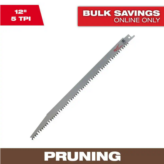Milwaukee 12-Inch 5 TPI Pruning Sawzall Blade 1-Pack
