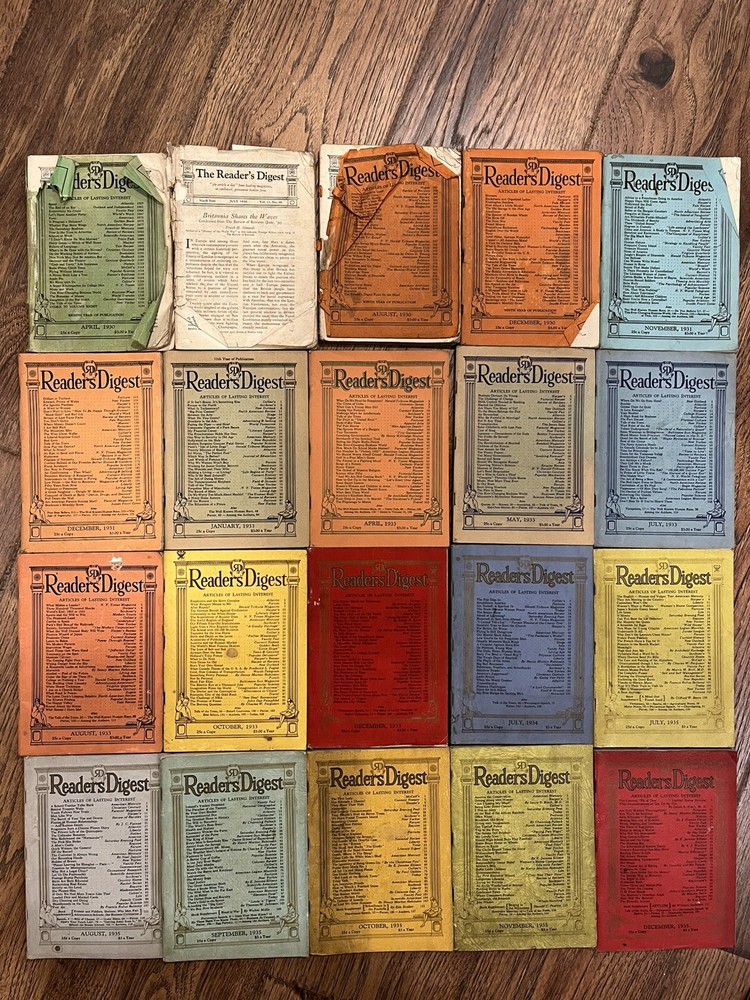 Lot of 20 VINTAGE READER'S DIGEST MAGAZINES - 1930 1931 1933 1934 1935