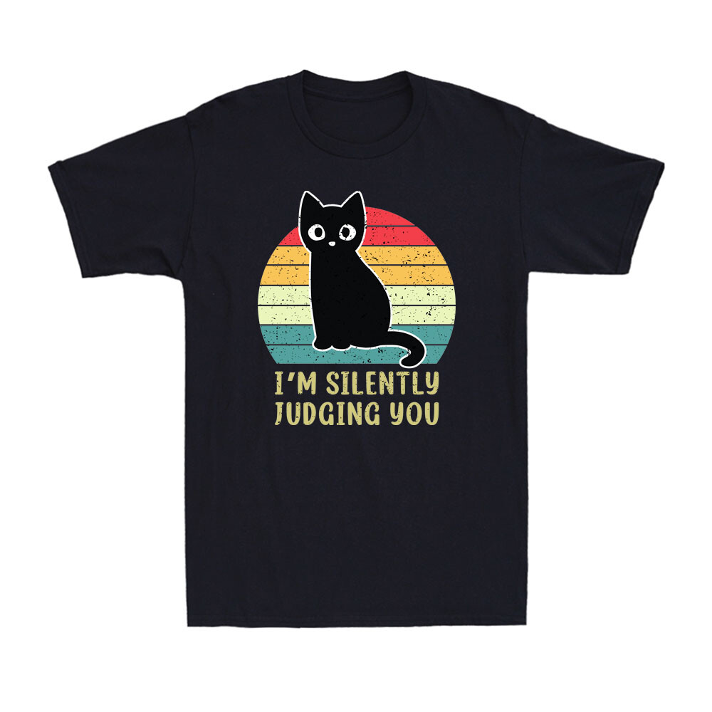 Funny Black Cat I'm Silently Judging You Retro Vintage Men's T-Shirt