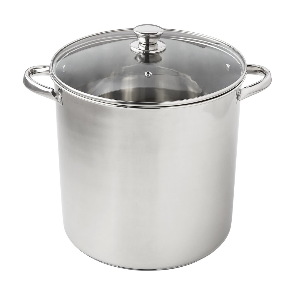 Mainstays Stainless Steel 16-Quart Stock Pot with Glass Lid,Induction Compatible