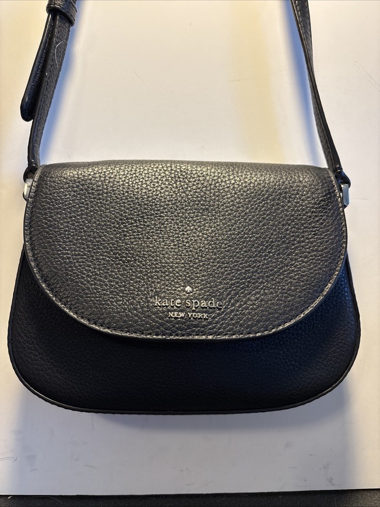 Kate Spade NY Leila Mini Flap Crossbody Black Leather WLR00396  VGC