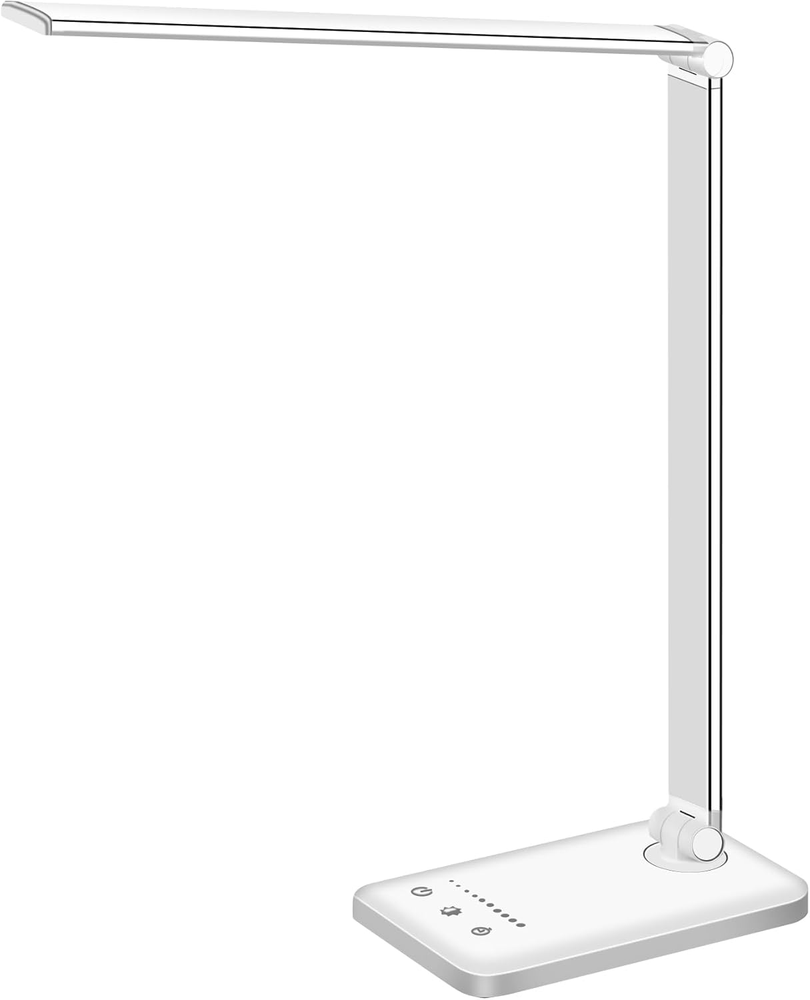 Dimmable LED Desk Lamp with USB Charging Port and 5 Lighting Modes for Reading and Work