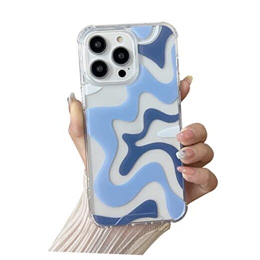 Compatible with iPhone 14 / iPhone 13 Phone Case, Cute Art iPhone 14 / 13 Blue