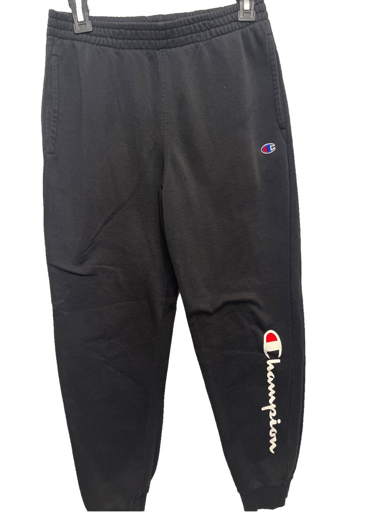 Champion Boys Side Pocket Black Logo Joggers (L 14/16)