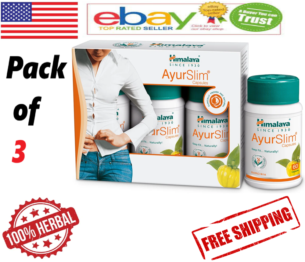 (3 X 60 = 180 Caps) Himalaya AyurSlim Keep Fit Naturally 100% Herbal (Free Ship)