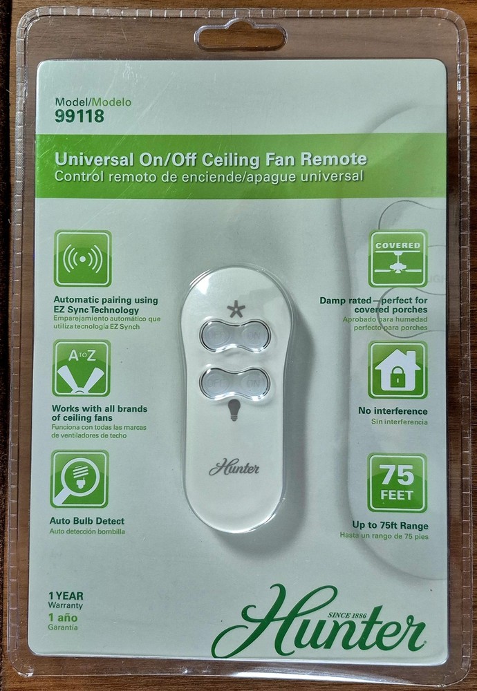 Hunter 99118 Universal Ceiling Fan Remote Control Kit EZ Sync New In Package